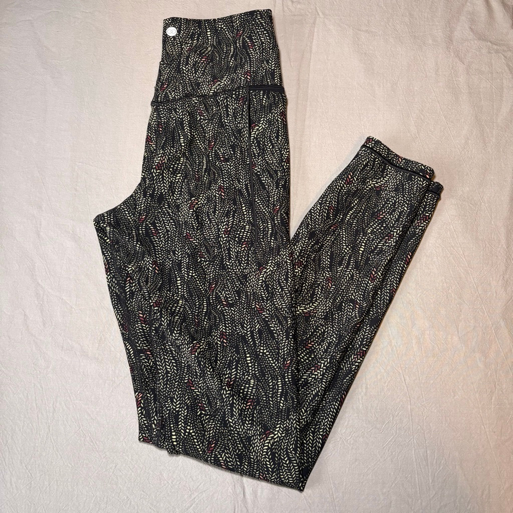 Women's CALIA Black Yellow Serpent Print High-Rise 7/8‎ Leggings XS